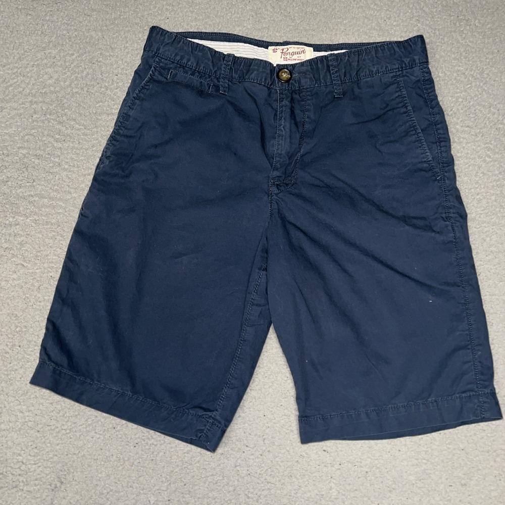 Original Penguin Munsingwear Shorts Men 30 x 9.5 Navy Blue Flat Front Golf Chino